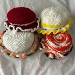 Lot of 7 Handmade Crochet Baby Hats Set